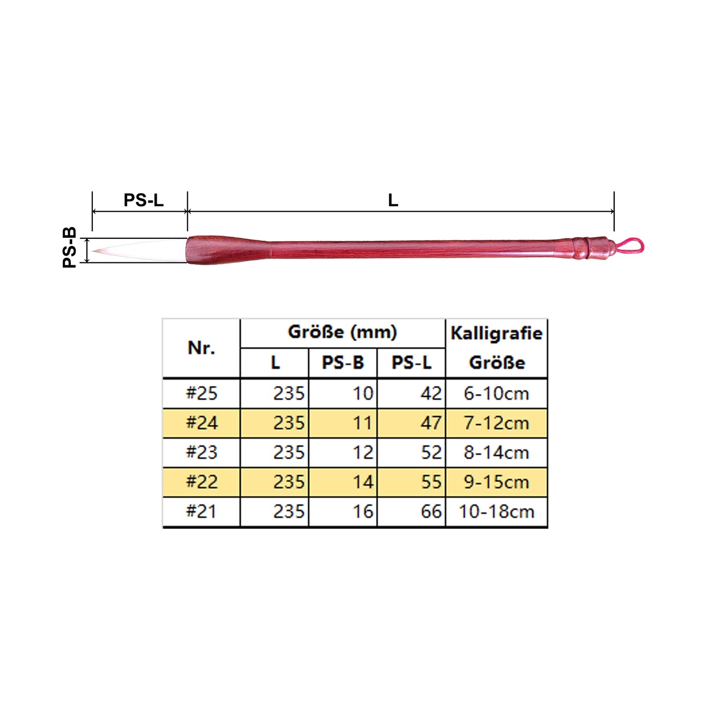 ESENG® Chinese writing brushes - 5 different sizes - L