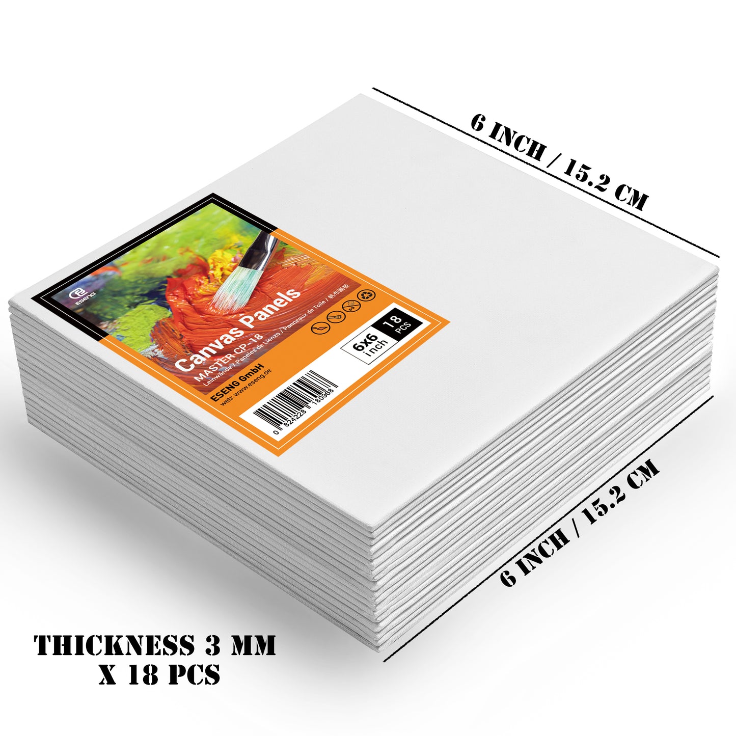 ESENG® Painting Cardboard Set (15.2x15.2 cm | 6x6 inches, 18 pieces)