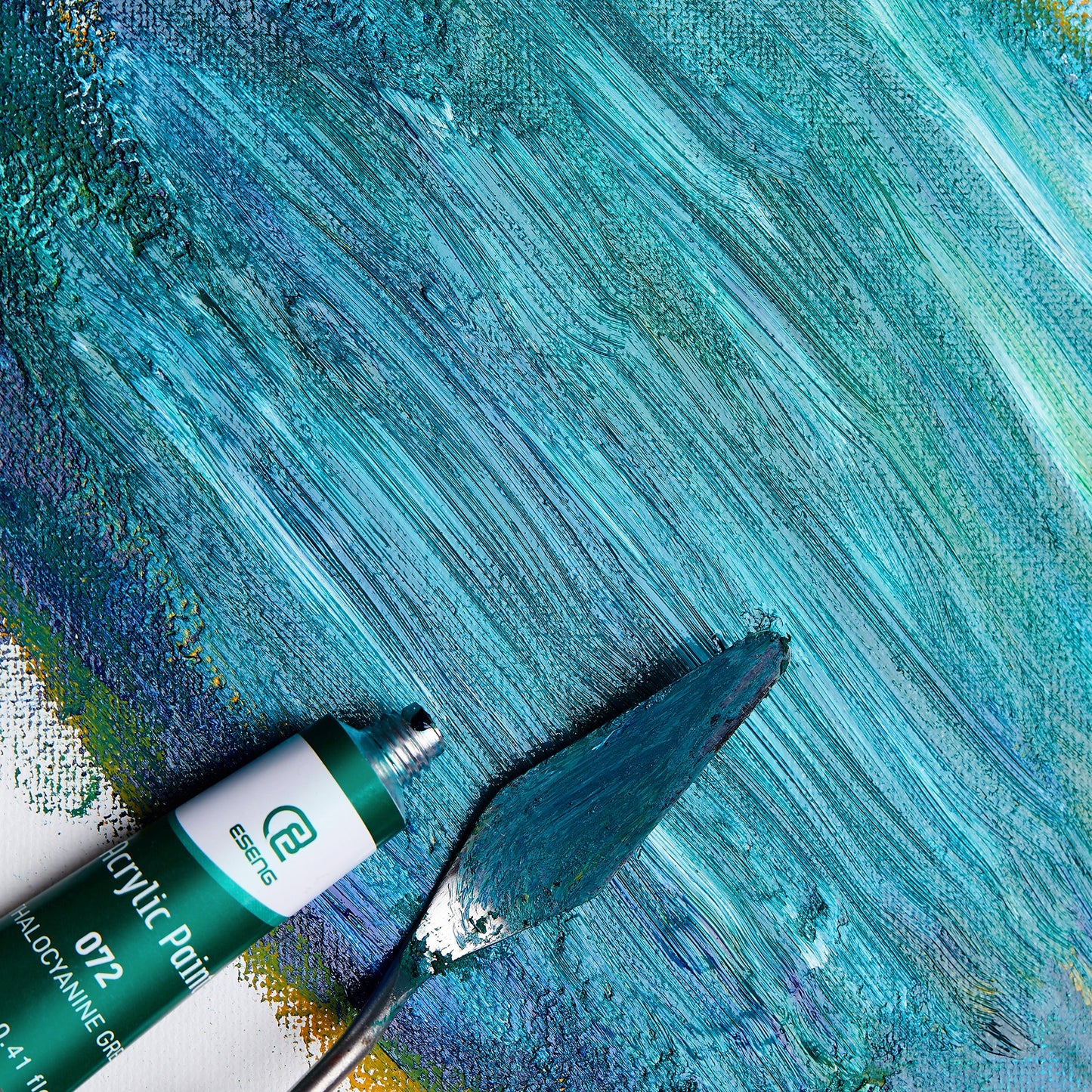 ESENG® Premium Acrylic Paint Set - 12 colors + 7 brushes + 3 canvases 