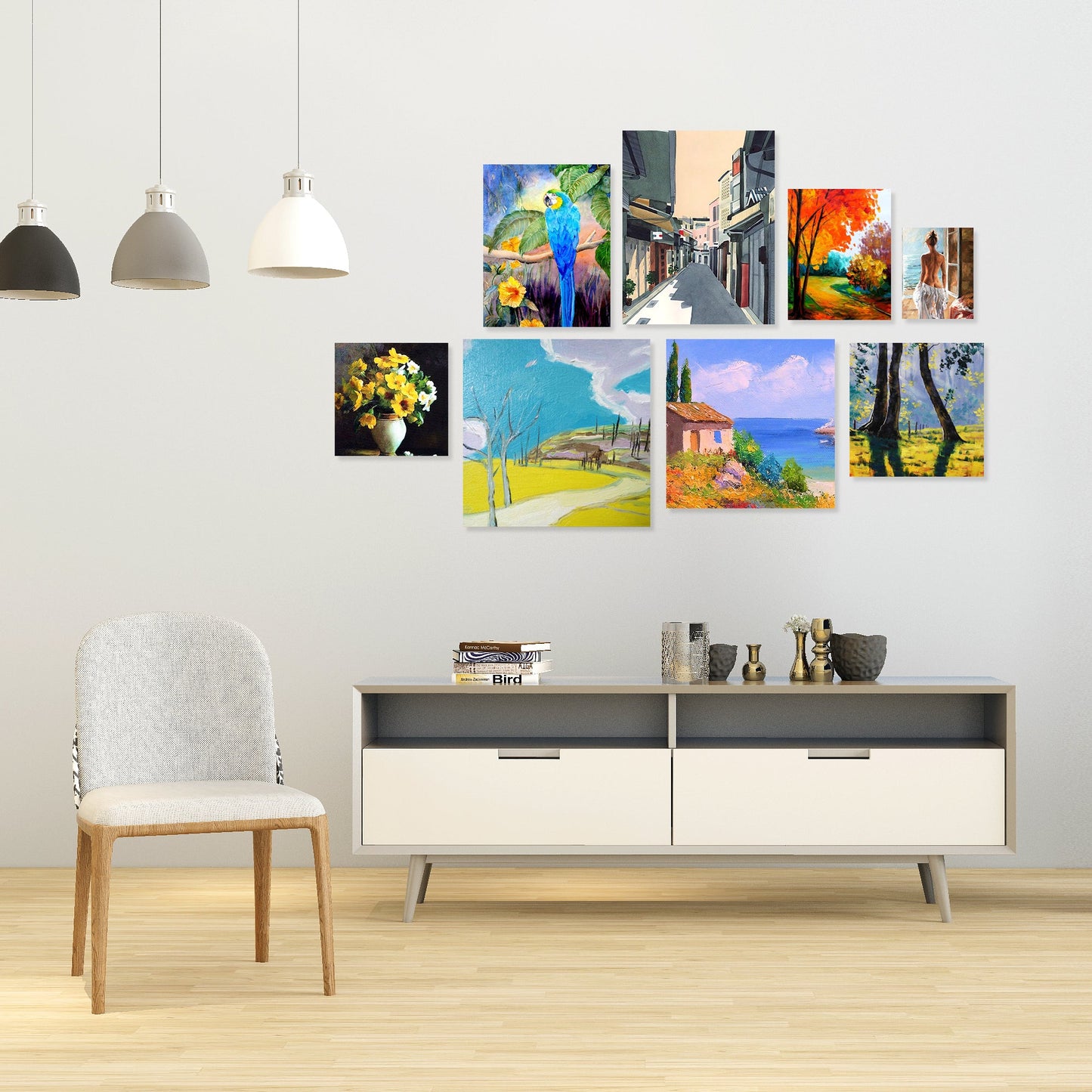 ESENG® Painting Cardboard Set (Mix-1), rectangular, size 5x7｜8x10｜9x12｜11x14 inches, 8 pieces each with 3x30m masking tape